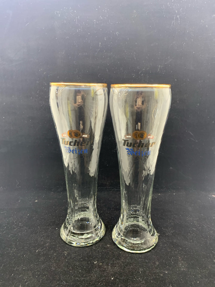 2 TUCHER GERMAN PINT BEER GLASSES.