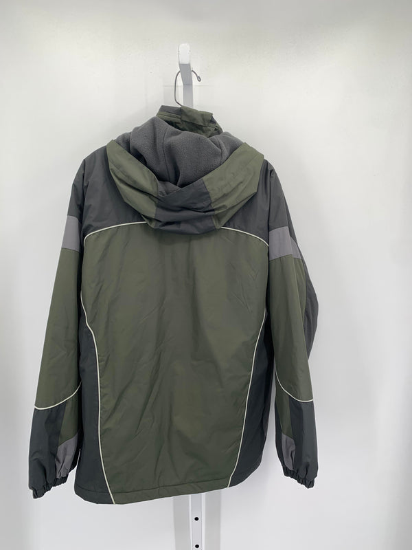 GREEN HOODED ZIP JACKET.