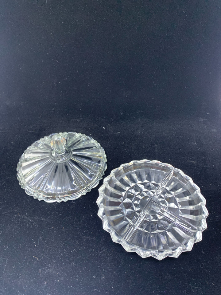 SHALLOW CANDY DISH W LID.