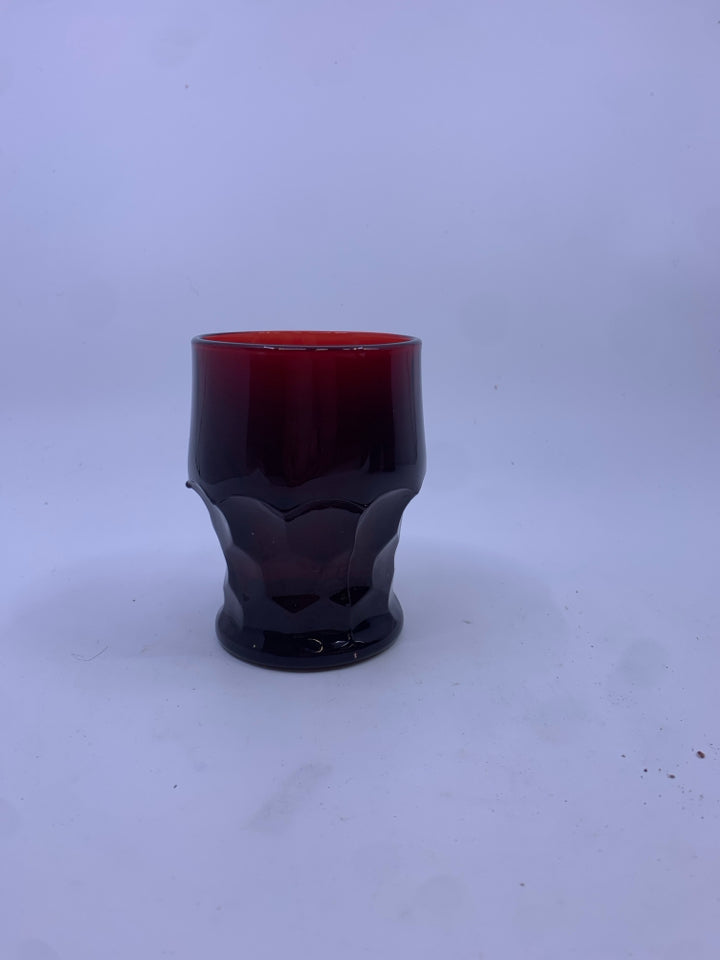 4 VTG SHORT AVON CRANBERRY WATER GLASSES.