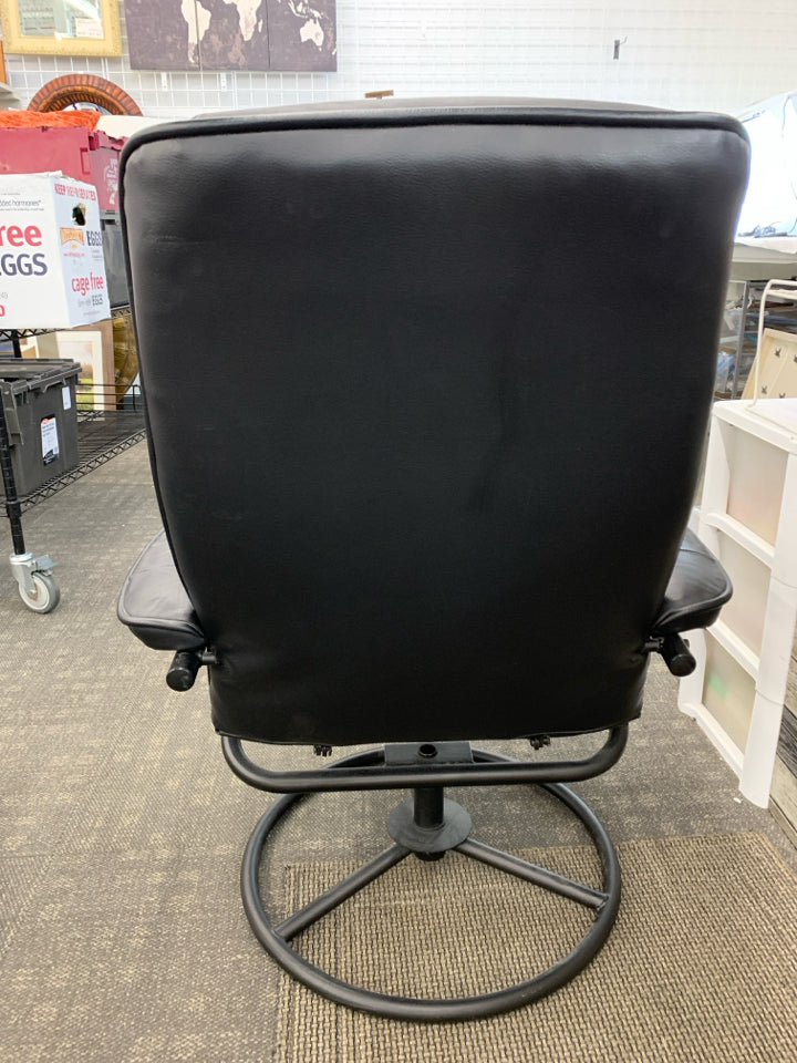 FAUX LEATHER SWIVEL OFFICE CHAIR W/FOOTSTOOL.