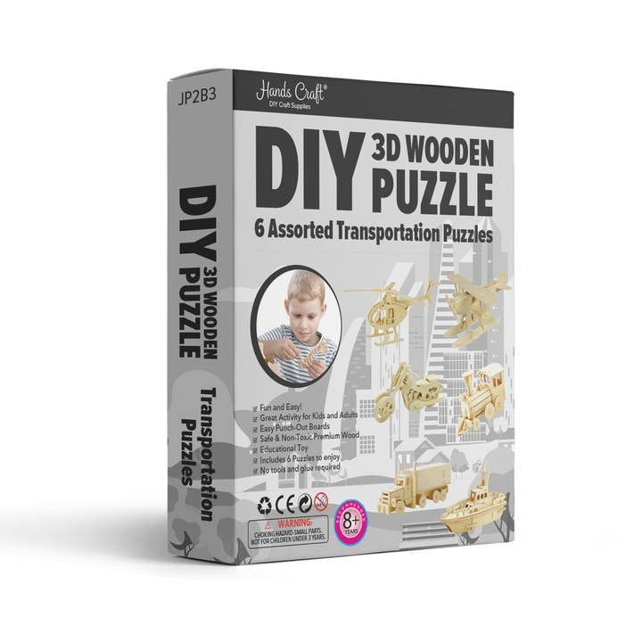 DIY 3D Wooden Puzzle Bundle Set: Set of 6 Transportation