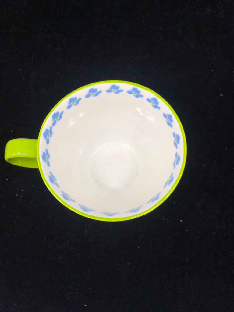 FOOTED FLORAL MUG W/ MONOGRAM J.