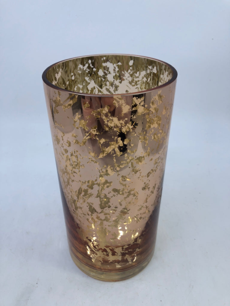GOLDEN MERCURY GLASS CANDLE HOLDER/ VASE.