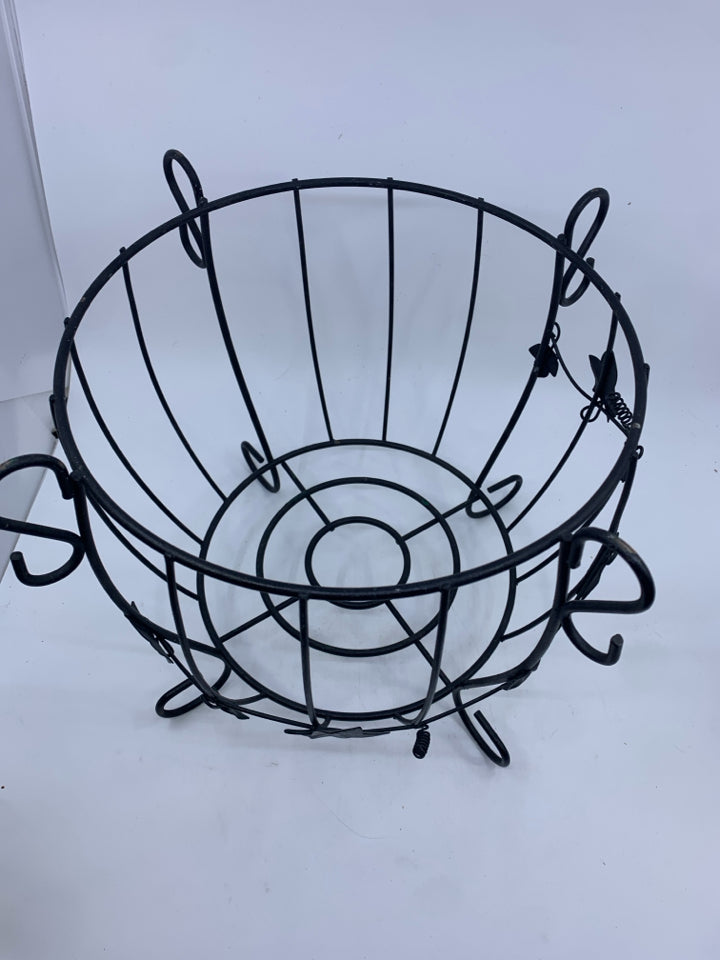 BLACK METAL PLANTER FOOTED STANDS W/ EMBOSSED IVY.