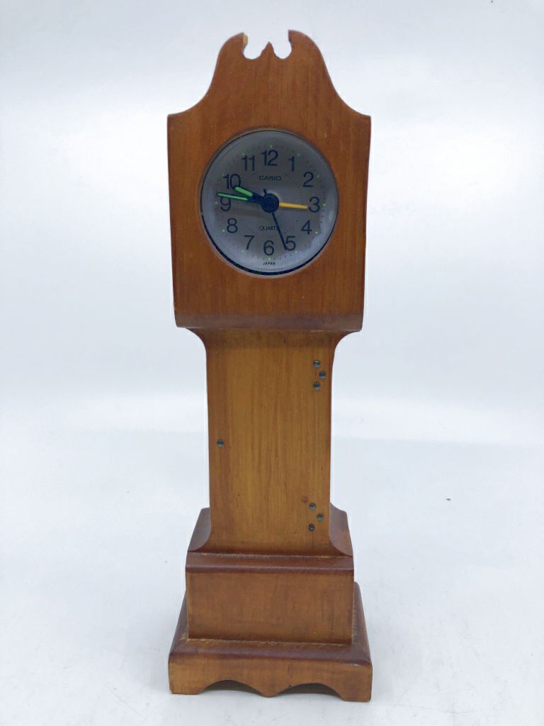 WOOD DESK CLOCK- MINIATURE GRANDFATHERS CLOCK.