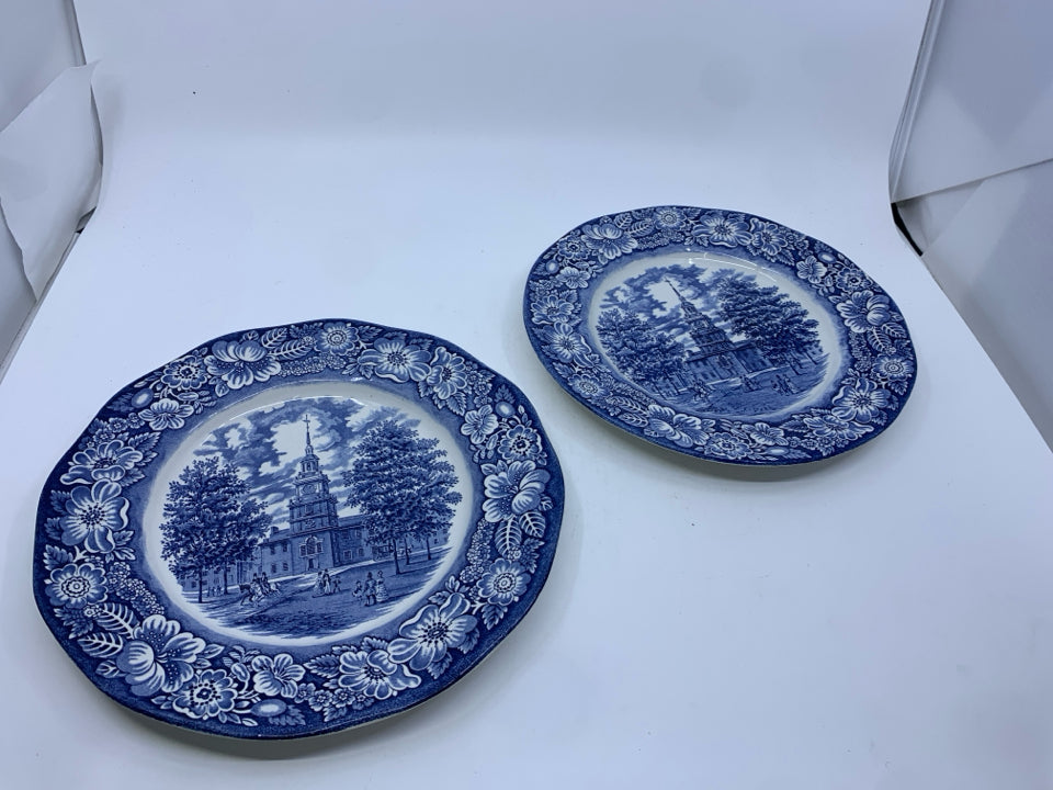 2 VTG LIBERTY BLUE PLATES.