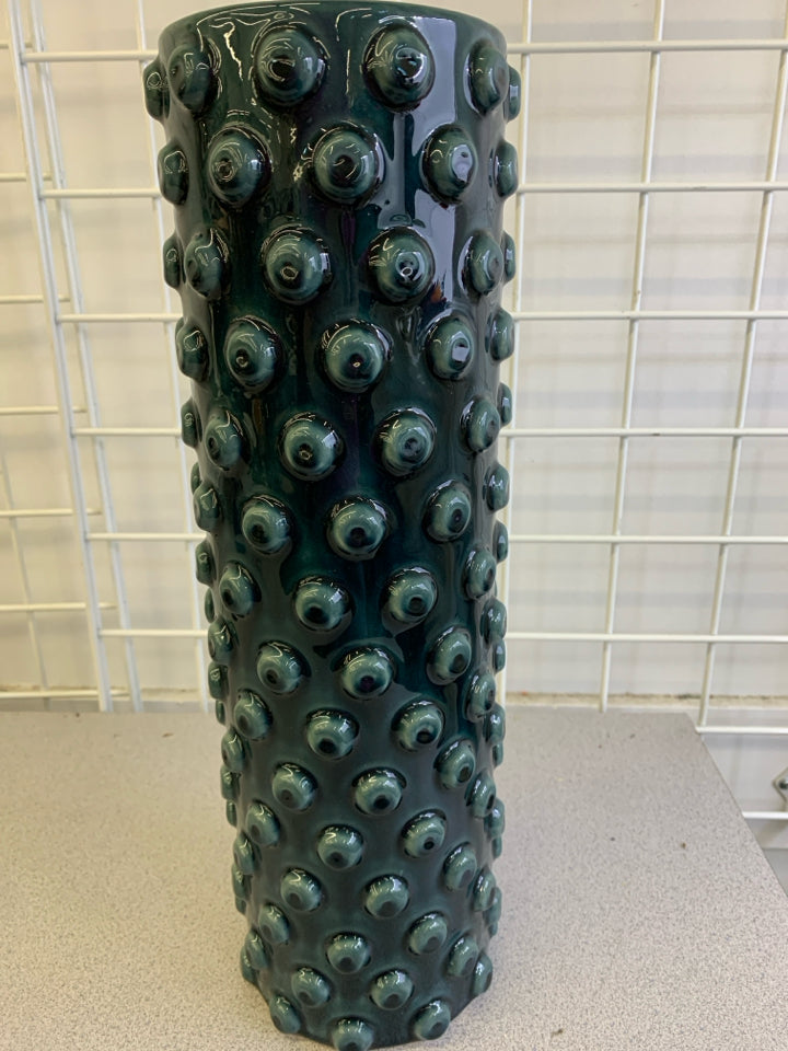 TALL DOTTED BLUE VASE.