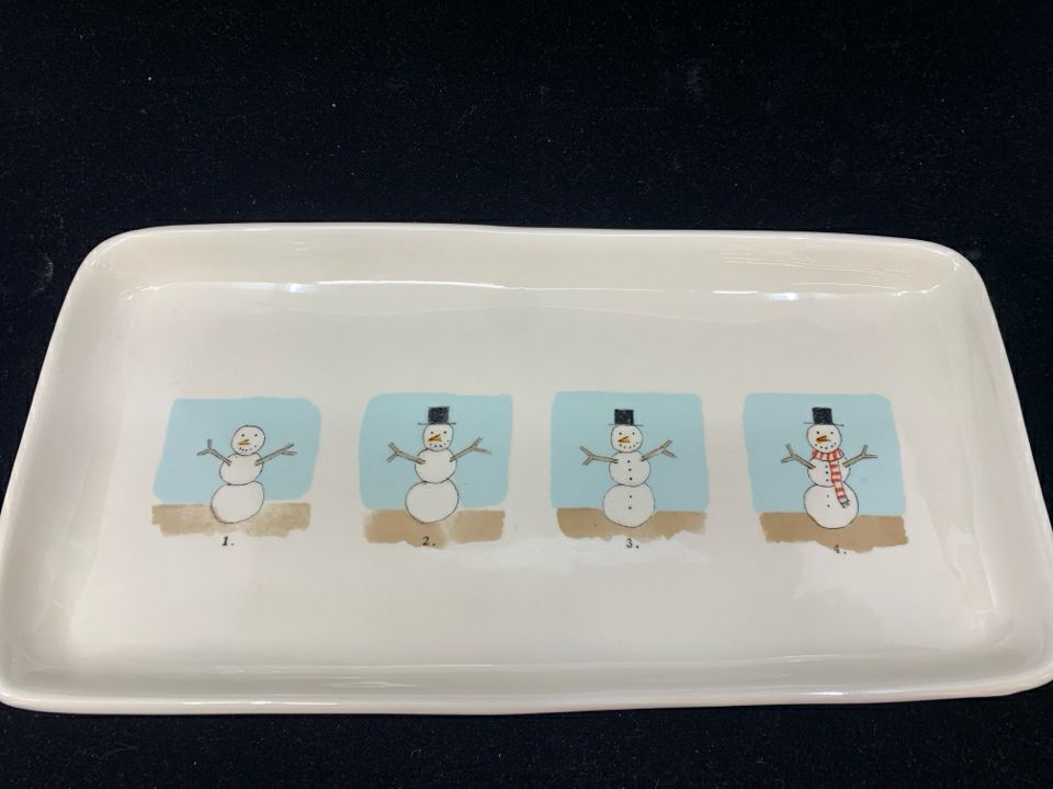 SNOWMEN SERVING DISH-RAE DUNN.