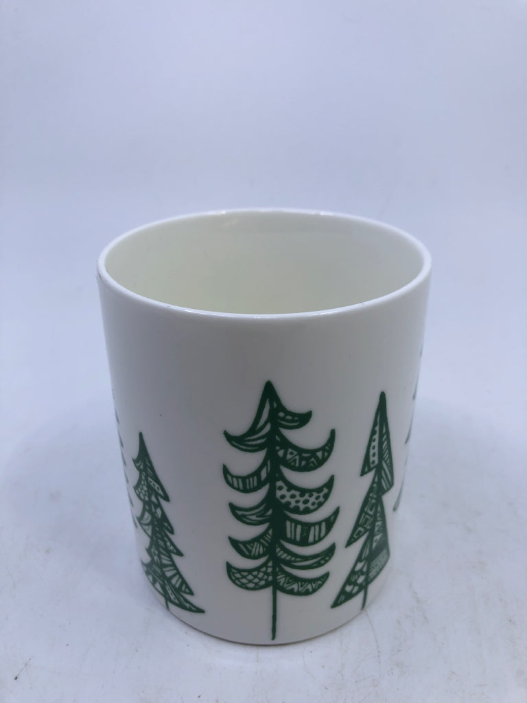 WHITE MUG W/ CHRISTMAS TREES- STARBUCKS.