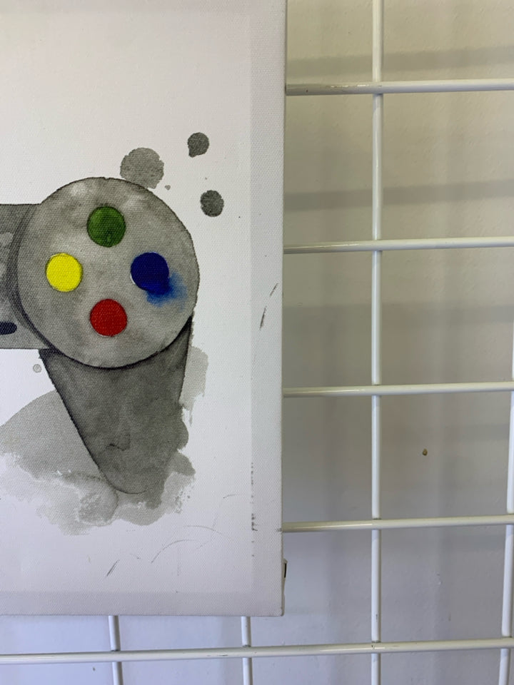 GAME CONTROLLER WATER COLOR CANVAS WALL HANGING.