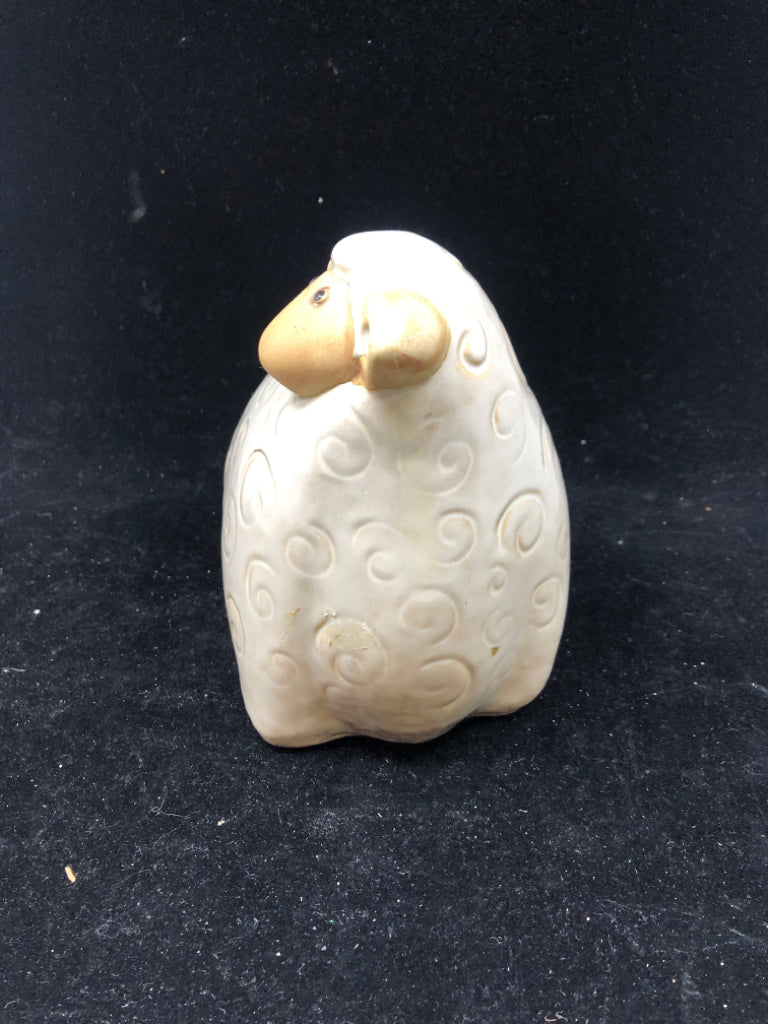 FULL TAN CERAMIC SHEEP.
