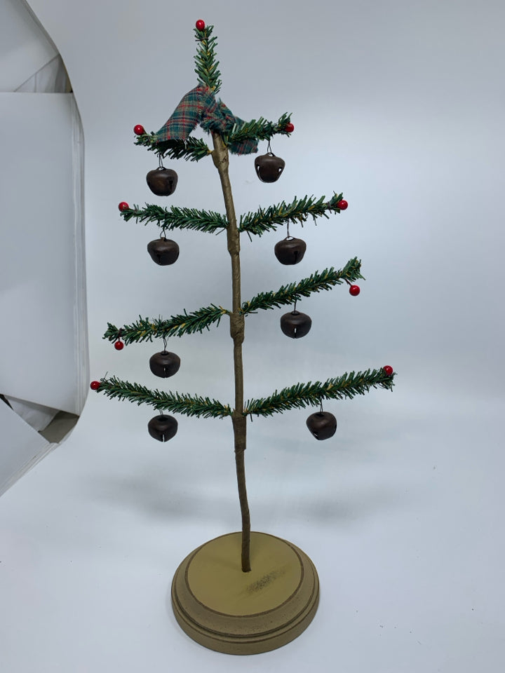 PRIMITIVE STYLE CHARLIE BROWN TREE W/ BELLS.