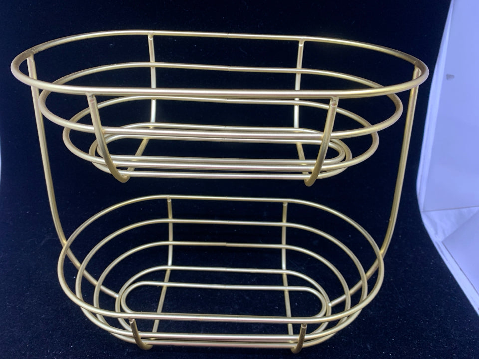 2 TIER GOLD BASKET.
