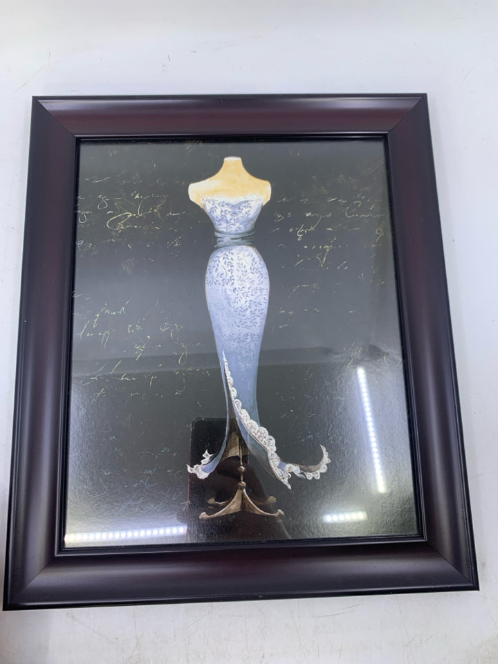 DRESS FORM W/ BLUE DRESS & SCRIPT.