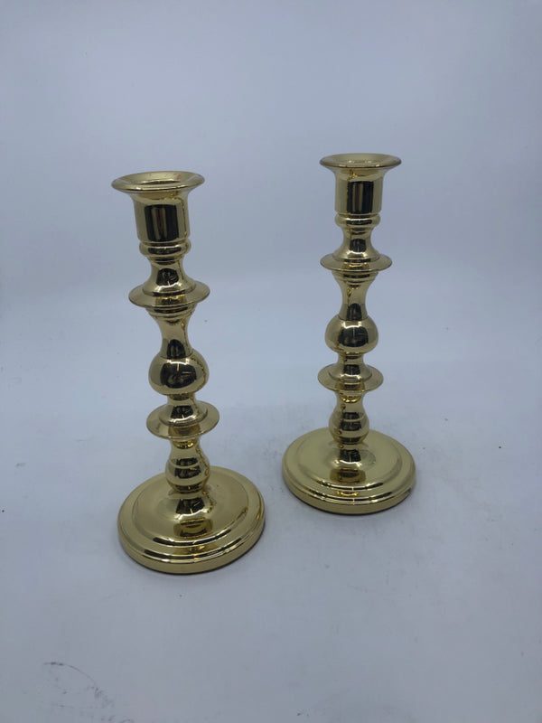 2 BALDWIN BRASS TAPERED CANDLE HOLDERS.