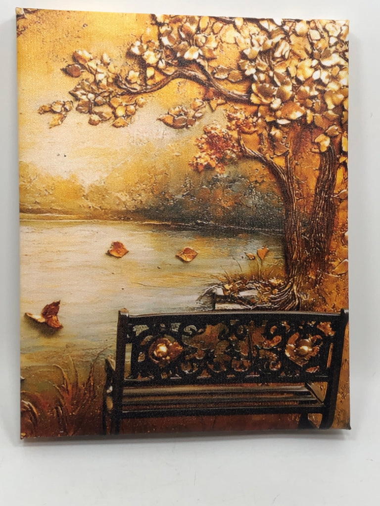 FALL BENCH CANVAS PRINT.