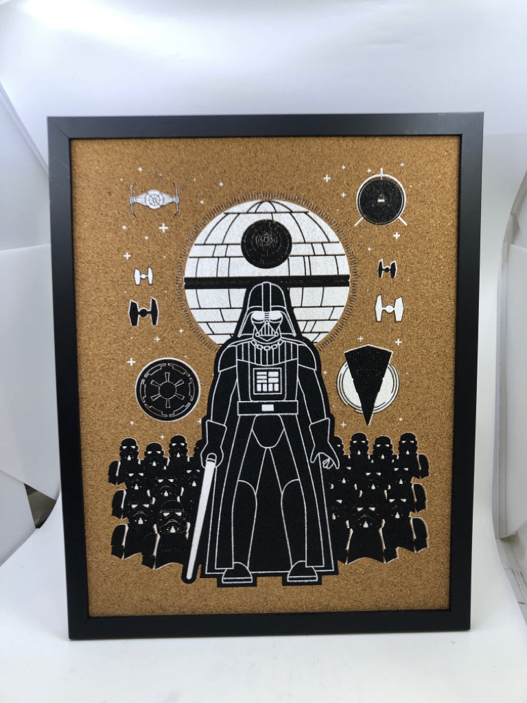 CORK BOARD W/ DARTH VADER WALL ART.