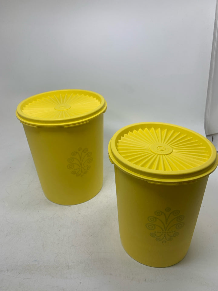 2 VTG NESTING YELLOW SERVALIER CANISTERS.