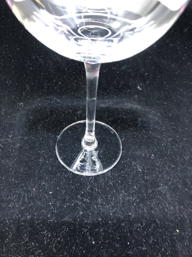 2 LARGE BULBED WINE GLASSES.