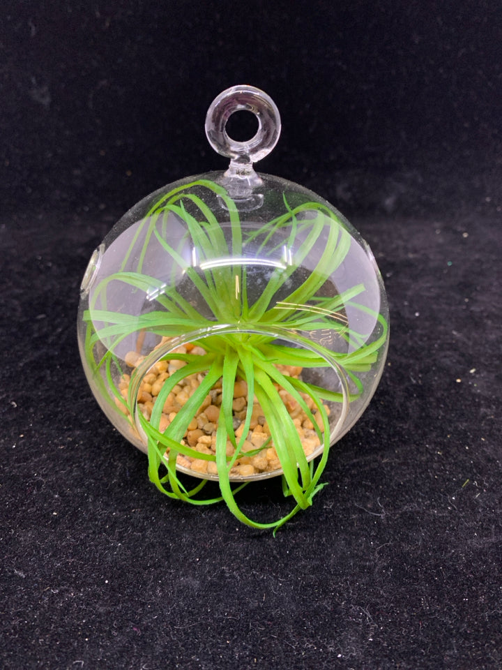 GLASS HANGING TERRARIUM- FAUX PLANT.