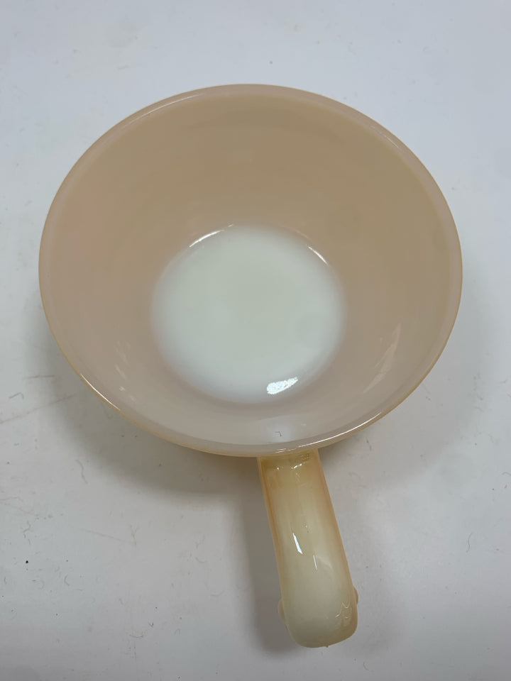 2 PEACH LUSTRE HANDLED SOUP BOWLS.