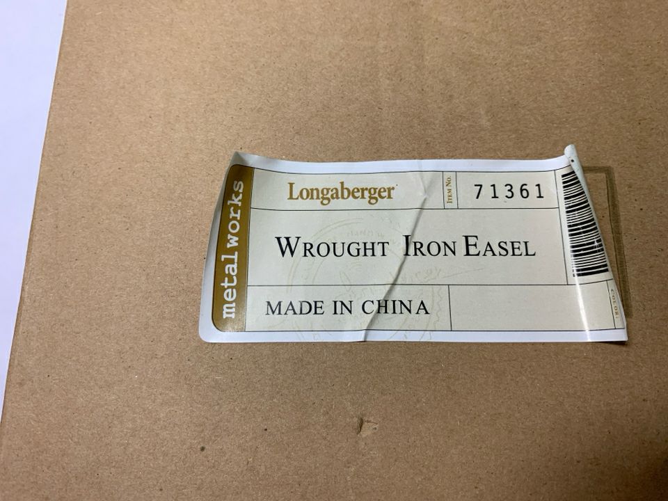 NIB LONGABERGER WROUGHT IRON EASEL.