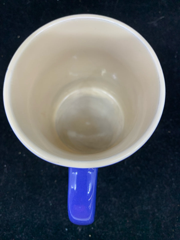 BLUE LE CREUSET MUG.
