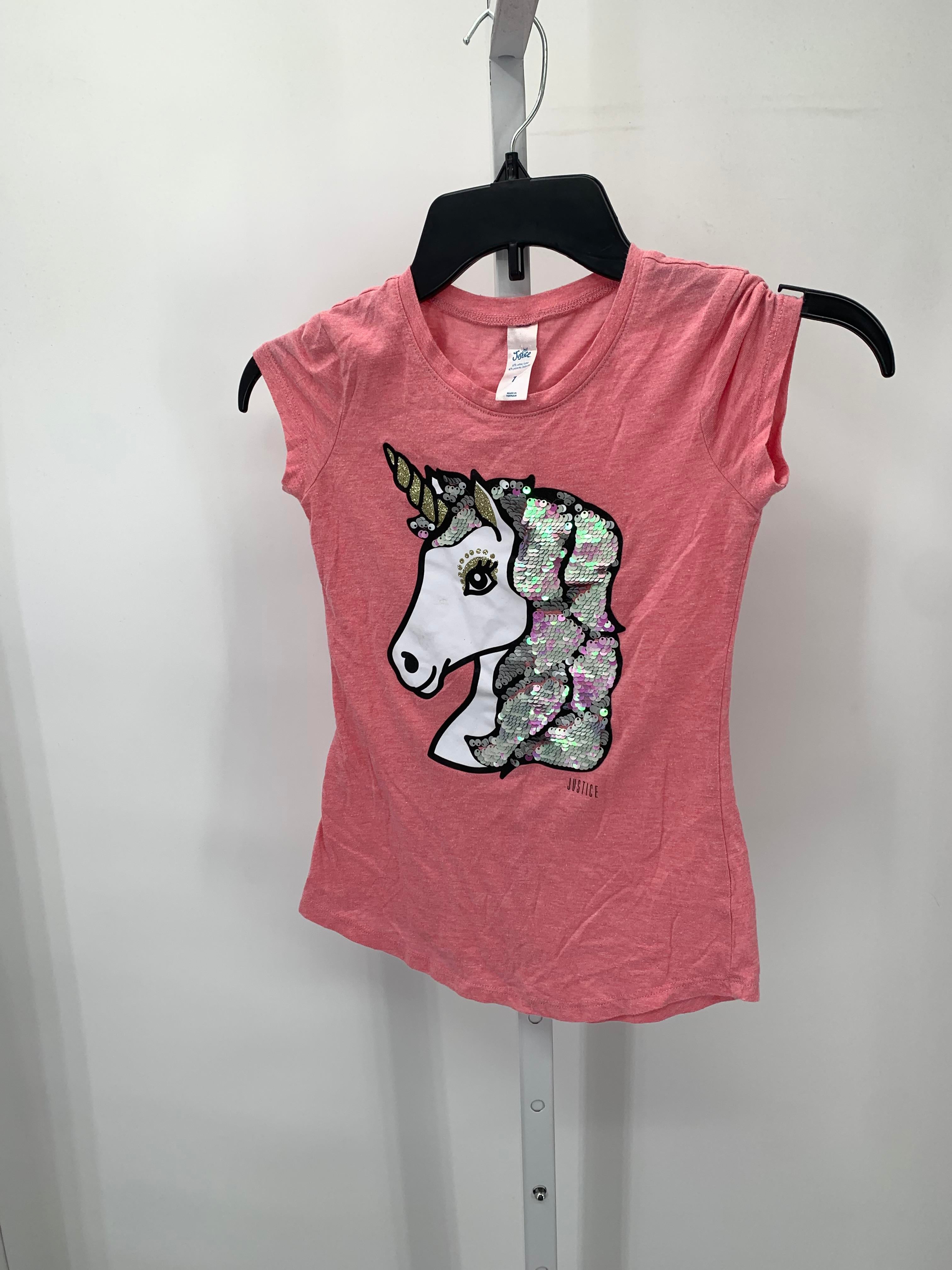 Justice Size 7 Girls Short Sleeve Shirt