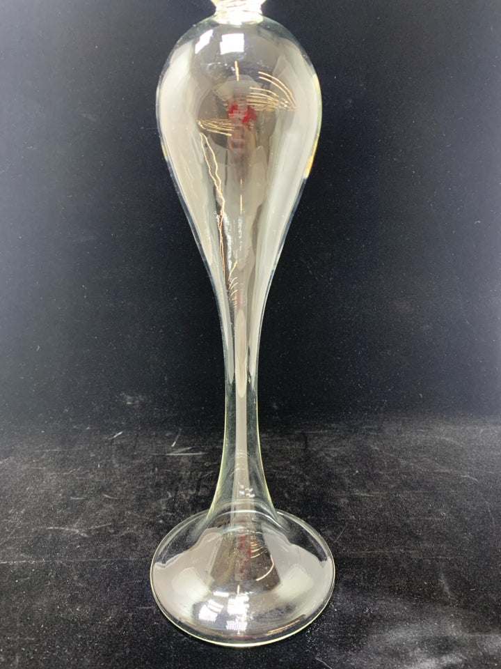 CLEAR GLASS MILANO TAPER CANDLE STICK.