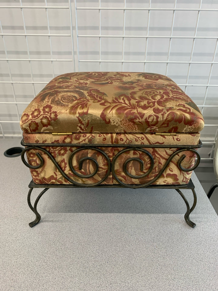 FOOT REST W/ STORAGE FLORAL DESIGN.