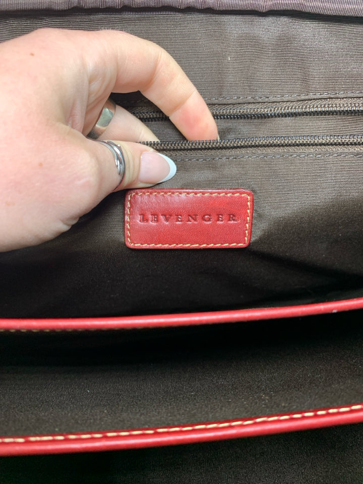 Levenger Leather Briefcase Tote w/ Dust Bag