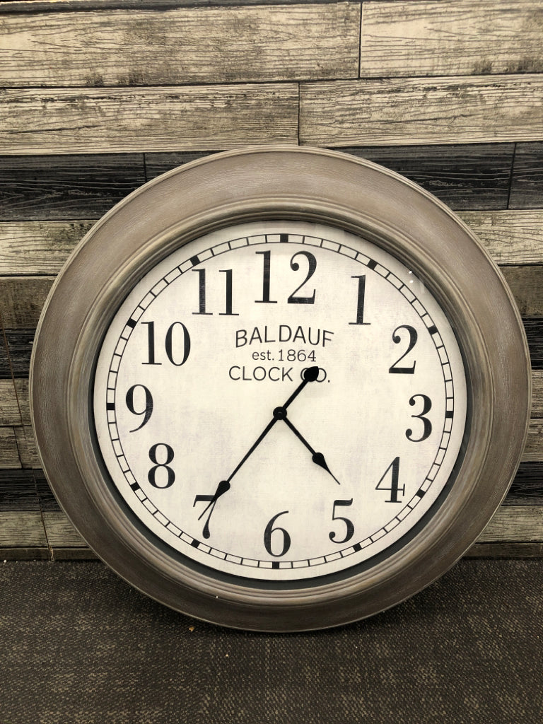 LARGE GREY FRAMED BALDAUF CLOCK.