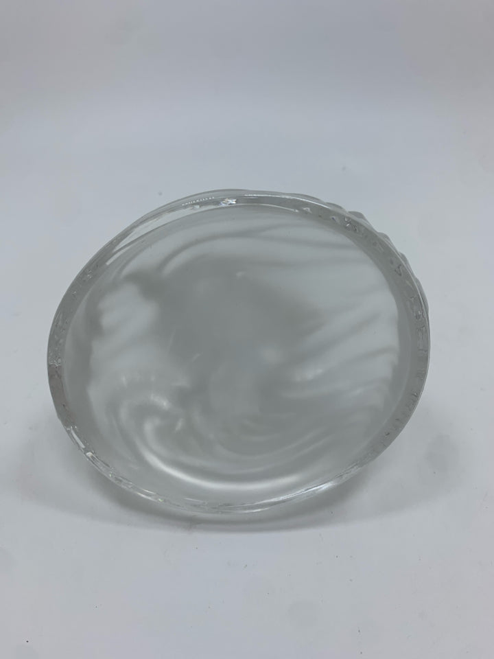 JUMPING GLASS DOLPHINS ON FROSTED BASE.