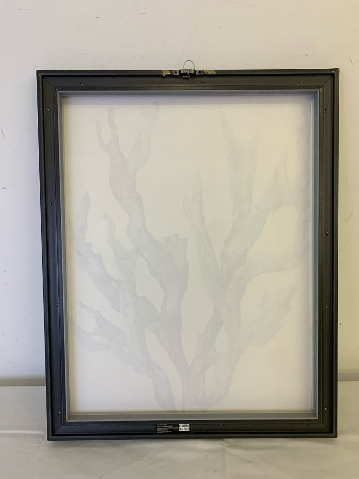 BLUE ABSTRACT (CORAL) IN DARK GREY FRAME.