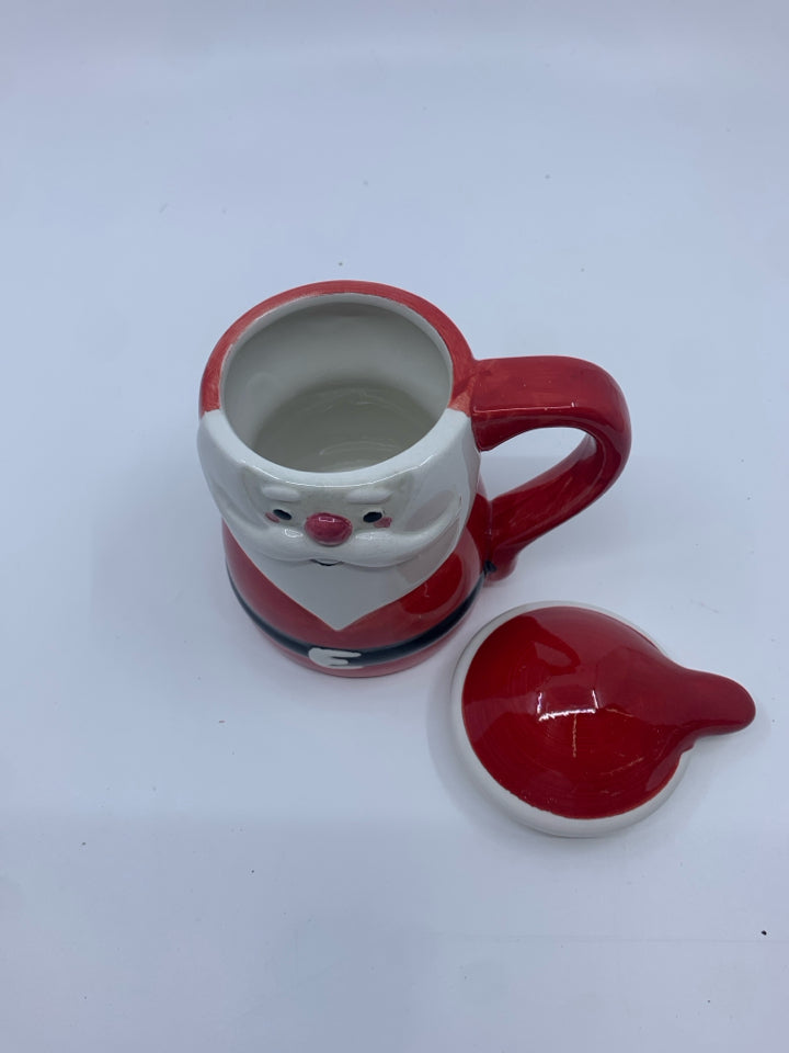 RED SANTA MUG W LID.