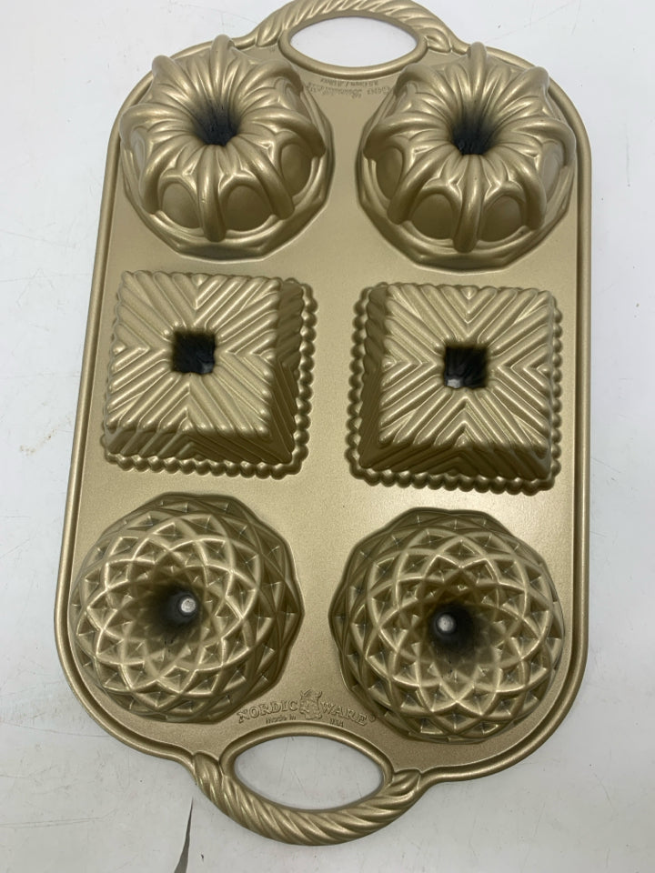 GEO BUNDTLETTE GOLD CAST ALUMINUM PAN 6 CAVITY.