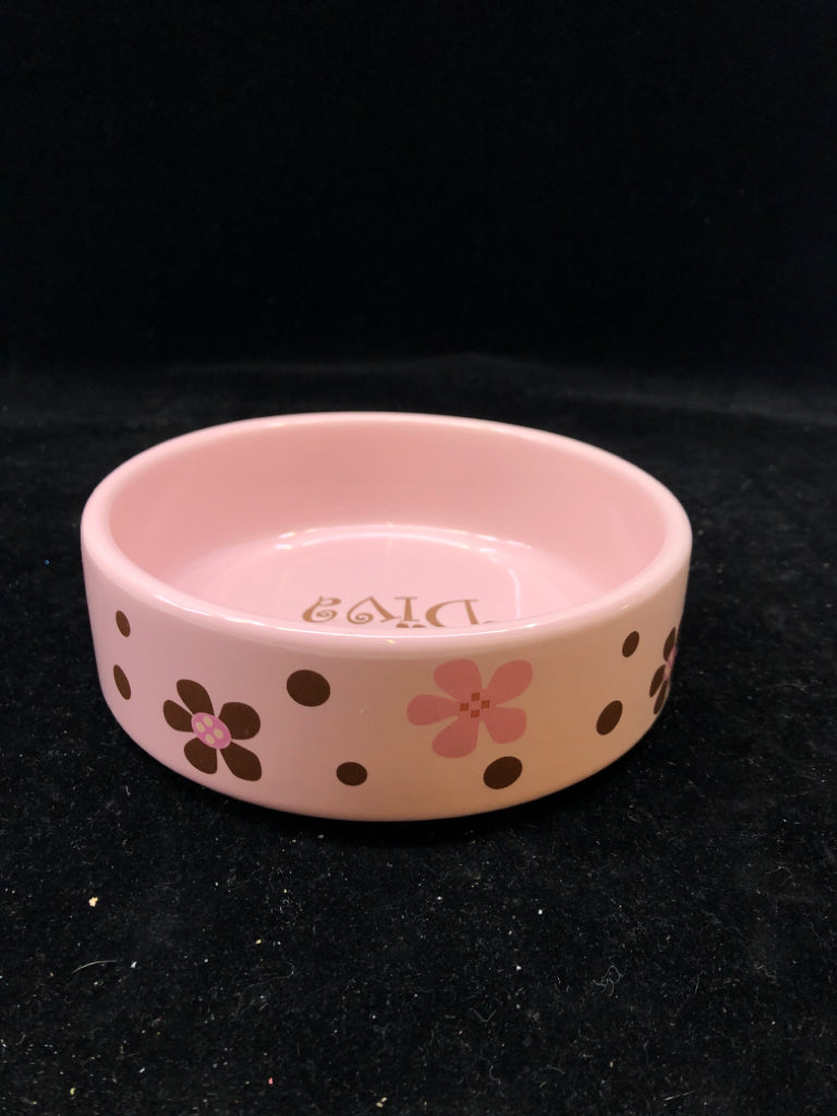 PINK AND BROWN "DIVA" PET BOWL.