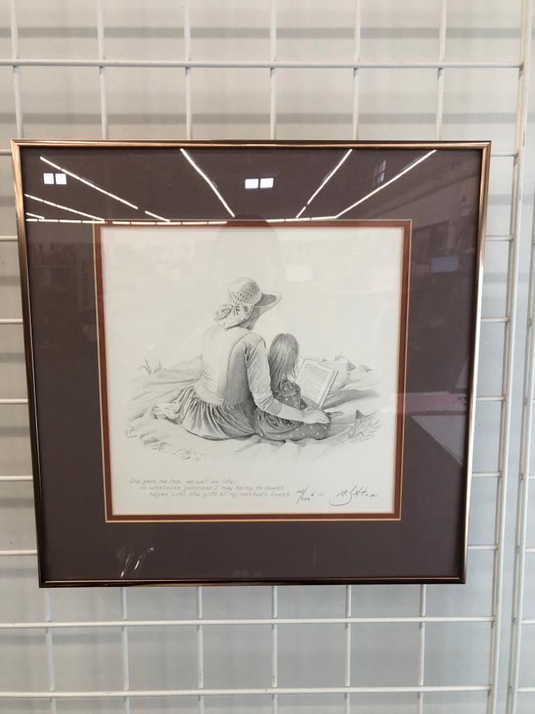 MOTHER DAUGHTER SKETCH ROBERT SEXTON FRAMED PRINT.