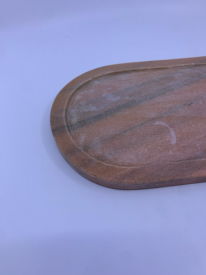 HEAVY MARBLE SLATE OVAL TRAY.