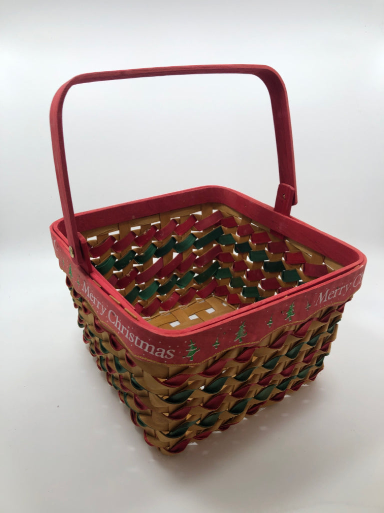 MERRY CHRISTMAS THEMED SQUARE BASKET.