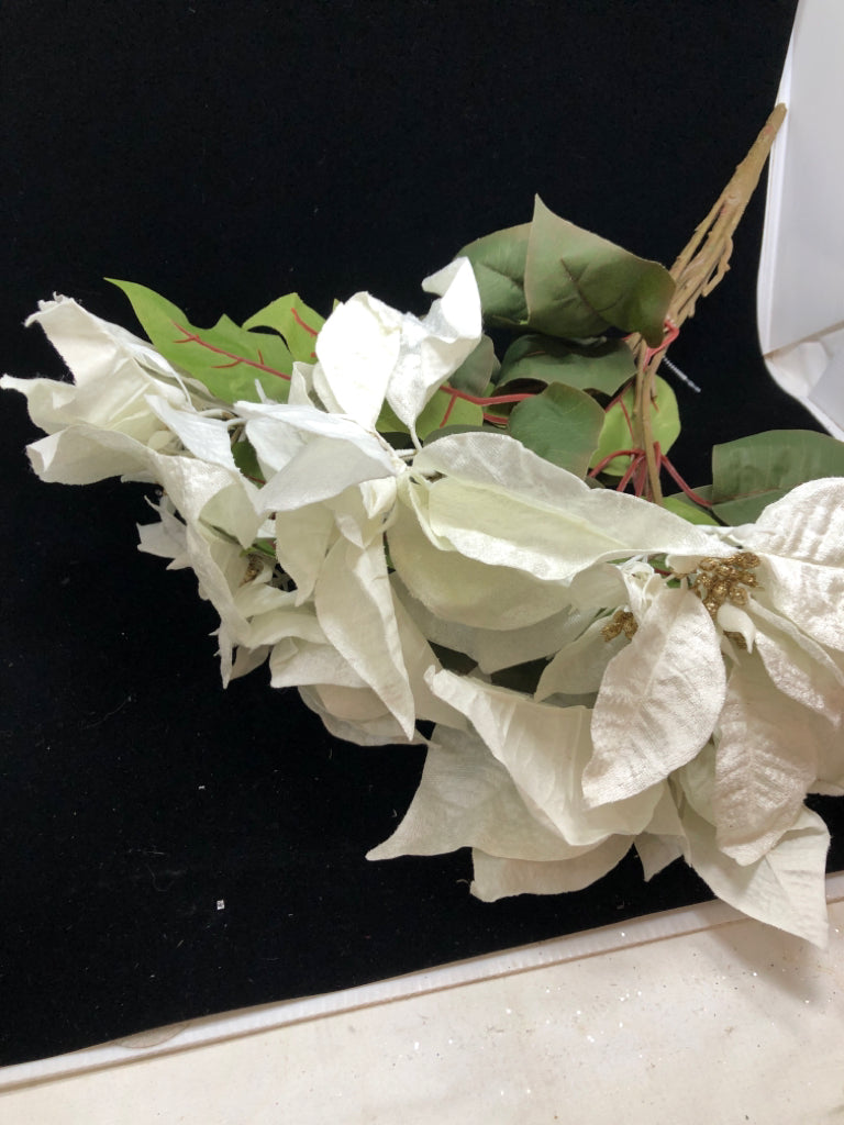 FAUX WHITE POINSETTIA BOUQUET.