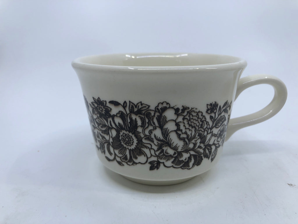 VTG BROWN FLOWER TEACUP AND SAUCER.