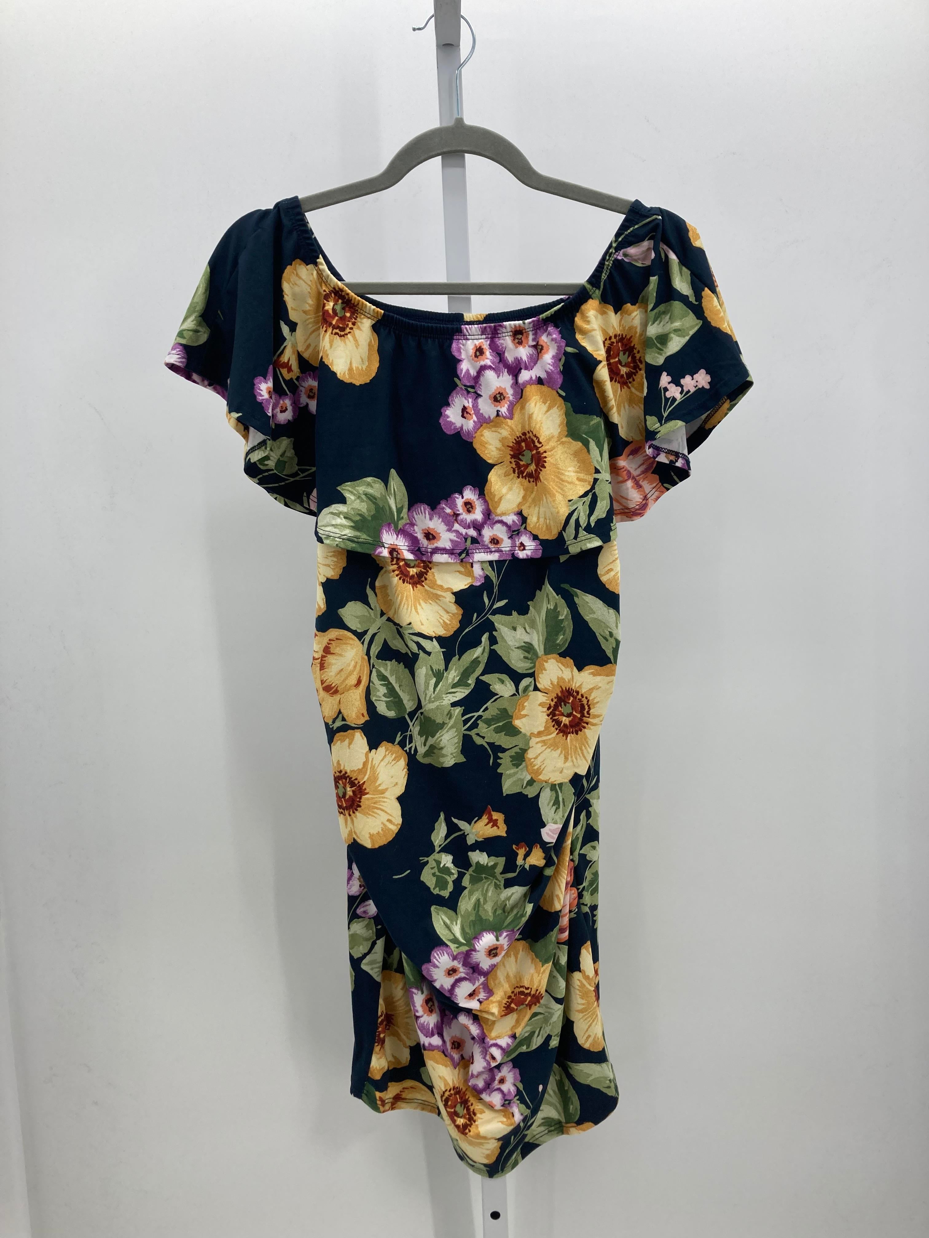 Mother Bee Navy Size Medium Maternity Short Sleeve Dress