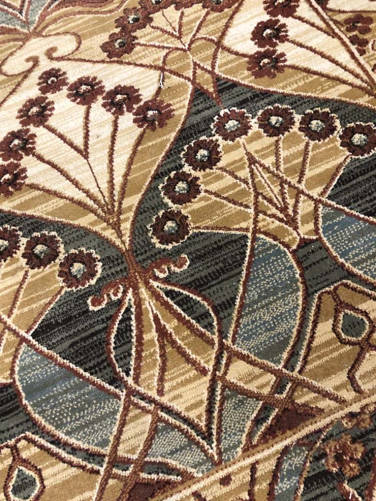 BROWN CHATHAM FLORAL RUG.