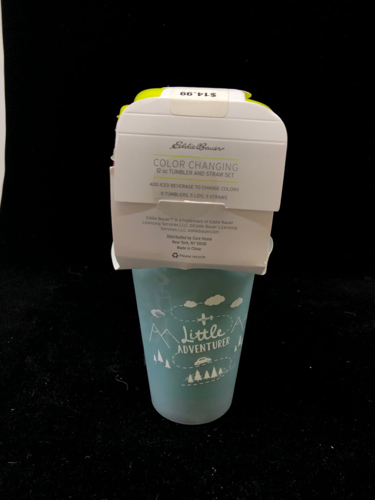 NIP COLOR CHANGING 12OZ TUMBLR AND STRAW SET