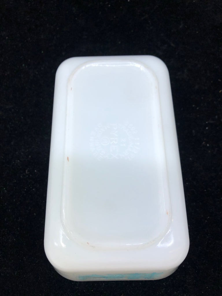 VTG PRYEX RECTANGLE AMISH BUTTERPRINT FRIDGE DISH W LID.