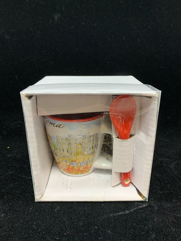 NIB ROMA ESPRESSO MUG W/SPOON.
