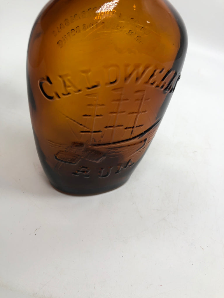 VTG CALDWELLS PIRATE SHIP RUM EMPTY BOTTLE.