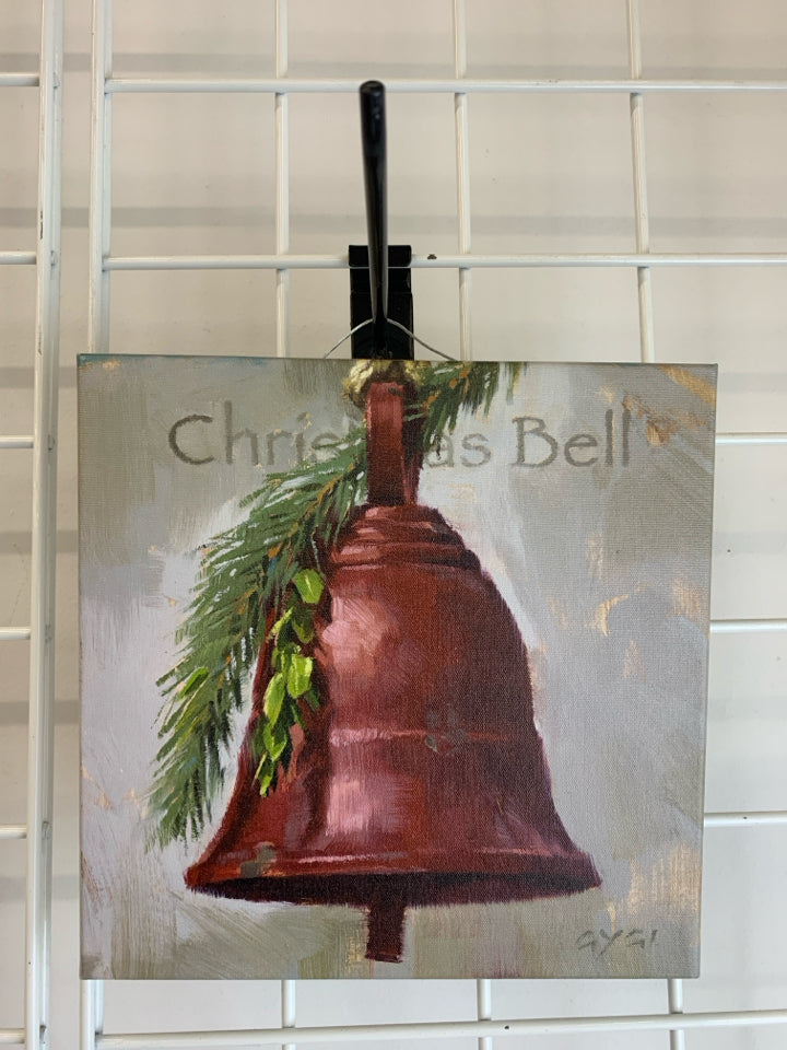 CHRISTMAS BELL CANVAS WALL HANGING.